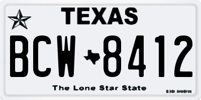TX license plate BCW8412