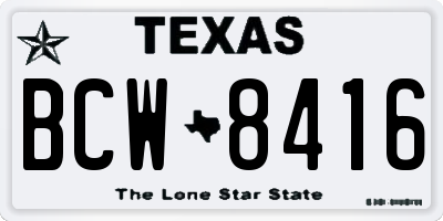 TX license plate BCW8416
