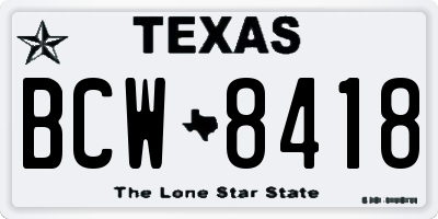 TX license plate BCW8418