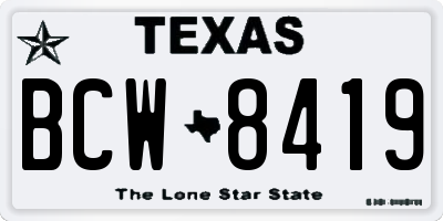 TX license plate BCW8419
