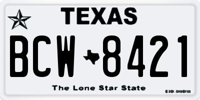 TX license plate BCW8421