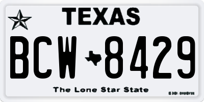 TX license plate BCW8429