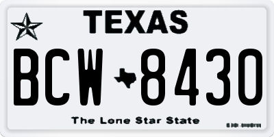TX license plate BCW8430