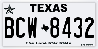 TX license plate BCW8432