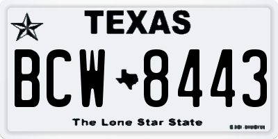 TX license plate BCW8443