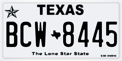 TX license plate BCW8445