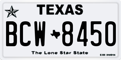 TX license plate BCW8450