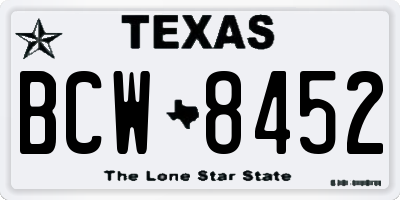 TX license plate BCW8452