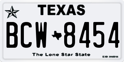 TX license plate BCW8454