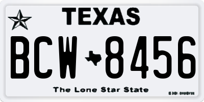 TX license plate BCW8456
