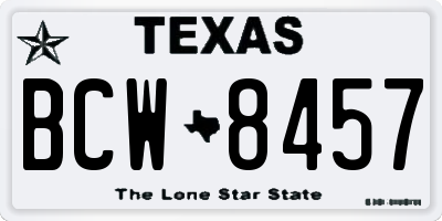 TX license plate BCW8457