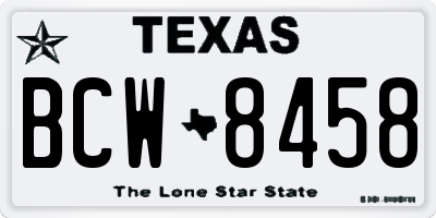 TX license plate BCW8458