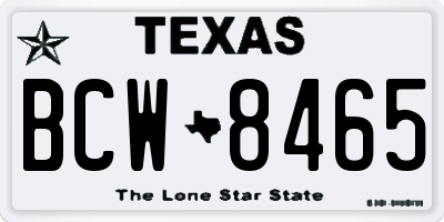 TX license plate BCW8465