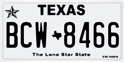 TX license plate BCW8466