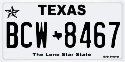 TX license plate BCW8467