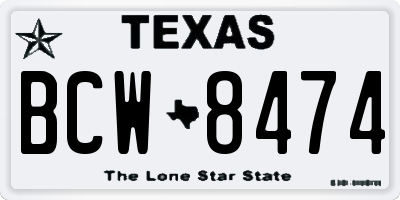 TX license plate BCW8474