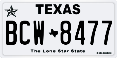 TX license plate BCW8477