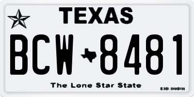 TX license plate BCW8481