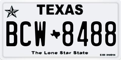 TX license plate BCW8488