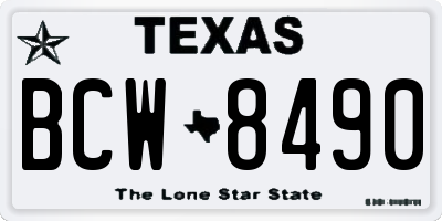 TX license plate BCW8490