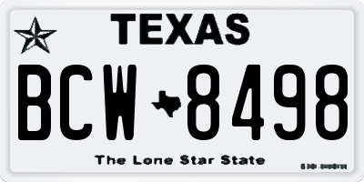 TX license plate BCW8498