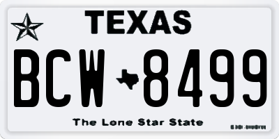 TX license plate BCW8499