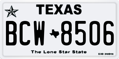 TX license plate BCW8506