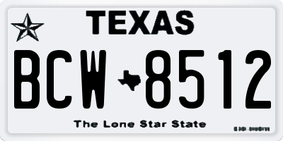 TX license plate BCW8512