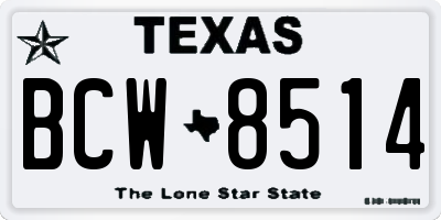 TX license plate BCW8514