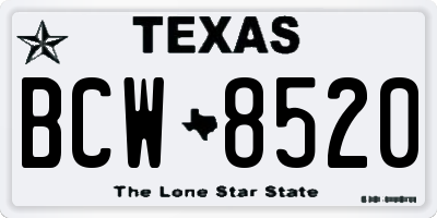 TX license plate BCW8520