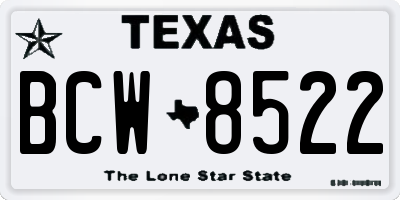 TX license plate BCW8522