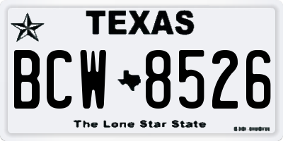 TX license plate BCW8526