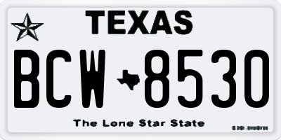 TX license plate BCW8530