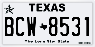 TX license plate BCW8531