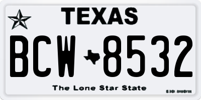TX license plate BCW8532