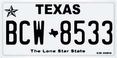 TX license plate BCW8533