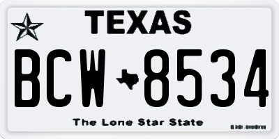 TX license plate BCW8534