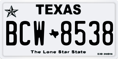 TX license plate BCW8538
