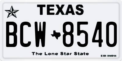 TX license plate BCW8540