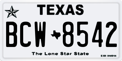 TX license plate BCW8542