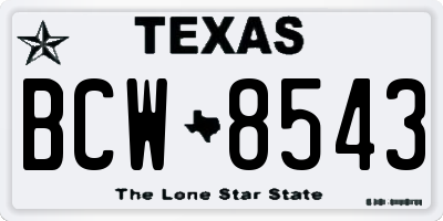 TX license plate BCW8543