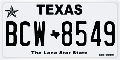 TX license plate BCW8549