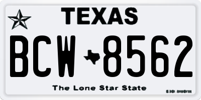 TX license plate BCW8562