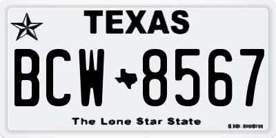 TX license plate BCW8567