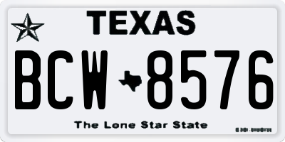 TX license plate BCW8576