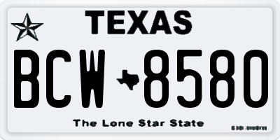 TX license plate BCW8580