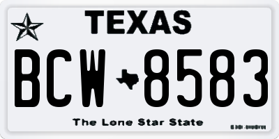 TX license plate BCW8583