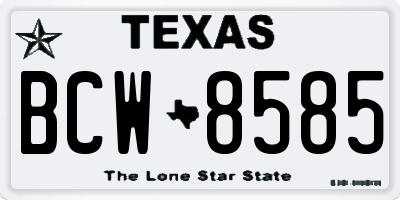 TX license plate BCW8585