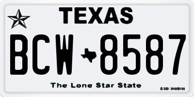 TX license plate BCW8587