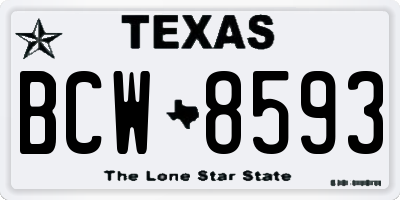 TX license plate BCW8593